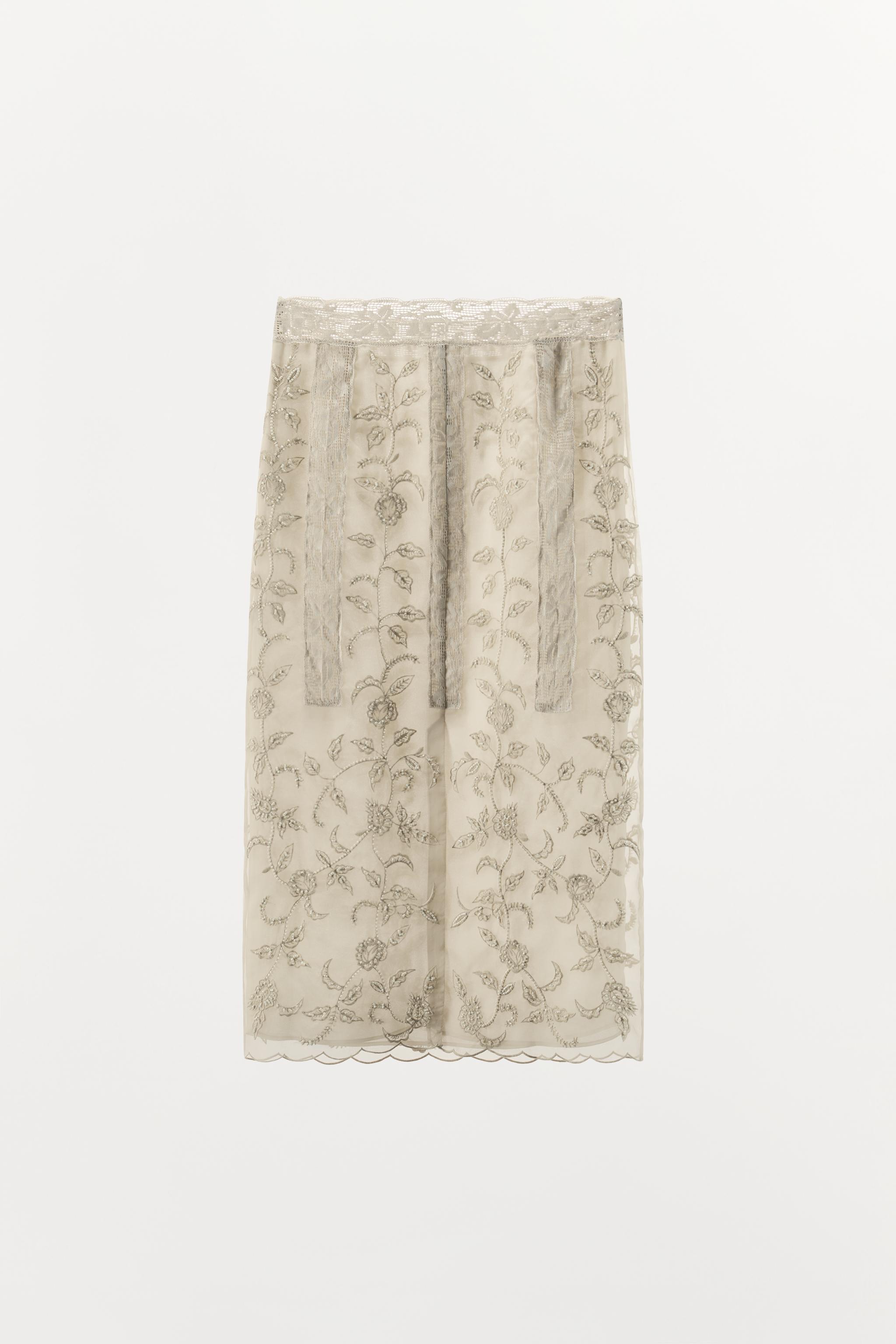 BEADED EMBROIDERED ORGANZA SKIRT